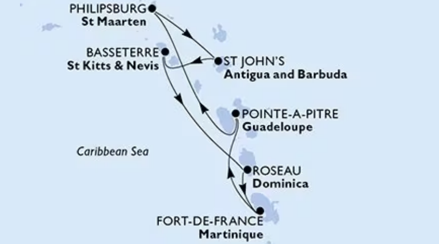 itinéraire croisière caraibes